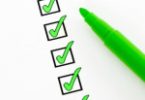 Checklist of completed tasks, with green felt pen