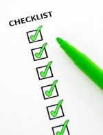 Checklist of completed tasks, with green felt pen